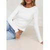 imageFalechay Long Sleeve Shirts for Women Sexy Backless Striped Tops Going Out TShirt Y2K Crop Womens Blouse Boat Neck OutfitSolid White