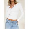 imageFalechay Long Sleeve Shirts for Women Sexy Backless Striped Tops Going Out TShirt Y2K Crop Womens Blouse Boat Neck OutfitSolid White