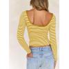 imageFalechay Long Sleeve Shirts for Women Sexy Backless Striped Tops Going Out TShirt Y2K Crop Womens Blouse Boat Neck OutfitYellow and White