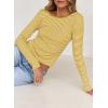 imageFalechay Long Sleeve Shirts for Women Sexy Backless Striped Tops Going Out TShirt Y2K Crop Womens Blouse Boat Neck OutfitYellow and White