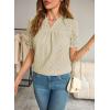 imageFalechay Tops For Women 2025 Boho Floral Short Puff Sleeve Shirts Summer Flowy V Neck Casual Lace BlousesApricot