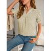 imageFalechay Tops For Women 2025 Boho Floral Short Puff Sleeve Shirts Summer Flowy V Neck Casual Lace BlousesApricot