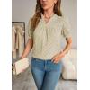imageFalechay Tops For Women 2025 Boho Floral Short Puff Sleeve Shirts Summer Flowy V Neck Casual Lace BlousesApricot