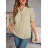imageFalechay Tops For Women 2025 Boho Floral Short Puff Sleeve Shirts Summer Flowy V Neck Casual Lace BlousesApricot