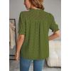 imageFalechay Tops For Women 2025 Boho Floral Short Puff Sleeve Shirts Summer Flowy V Neck Casual Lace BlousesGreen