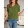 imageFalechay Tops For Women 2025 Boho Floral Short Puff Sleeve Shirts Summer Flowy V Neck Casual Lace BlousesGreen