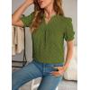 imageFalechay Tops For Women 2025 Boho Floral Short Puff Sleeve Shirts Summer Flowy V Neck Casual Lace BlousesGreen