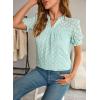 imageFalechay Tops For Women 2025 Boho Floral Short Puff Sleeve Shirts Summer Flowy V Neck Casual Lace BlousesLight Blue