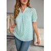 imageFalechay Tops For Women 2025 Boho Floral Short Puff Sleeve Shirts Summer Flowy V Neck Casual Lace BlousesLight Blue