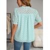 imageFalechay Tops For Women 2025 Boho Floral Short Puff Sleeve Shirts Summer Flowy V Neck Casual Lace BlousesLight Blue