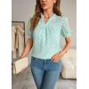 imageFalechay Tops For Women 2025 Boho Floral Short Puff Sleeve Shirts Summer Flowy V Neck Casual Lace BlousesLight Blue