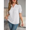 imageFalechay Tops For Women 2025 Boho Floral Short Puff Sleeve Shirts Summer Flowy V Neck Casual Lace BlousesWhite