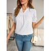 imageFalechay Tops For Women 2025 Boho Floral Short Puff Sleeve Shirts Summer Flowy V Neck Casual Lace BlousesWhite
