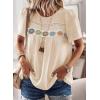 imageFalechay Womens Summer Tops Boho Crewneck Short Sleeve Shirts Floral Crochet Chiffon Blouses Flowy Casual Swiss Dot ClothingApricot