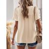 imageFalechay Womens Summer Tops Boho Crewneck Short Sleeve Shirts Floral Crochet Chiffon Blouses Flowy Casual Swiss Dot ClothingApricot