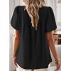 imageFalechay Womens Summer Tops Boho Crewneck Short Sleeve Shirts Floral Crochet Chiffon Blouses Flowy Casual Swiss Dot ClothingBlack