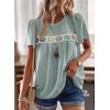 imageFalechay Womens Summer Tops Boho Crewneck Short Sleeve Shirts Floral Crochet Chiffon Blouses Flowy Casual Swiss Dot ClothingGraygreen