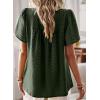 imageFalechay Womens Summer Tops Boho Crewneck Short Sleeve Shirts Floral Crochet Chiffon Blouses Flowy Casual Swiss Dot ClothingGreen