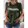 imageFalechay Womens Summer Tops Boho Crewneck Short Sleeve Shirts Floral Crochet Chiffon Blouses Flowy Casual Swiss Dot ClothingGreen