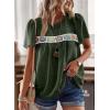 imageFalechay Womens Summer Tops Boho Crewneck Short Sleeve Shirts Floral Crochet Chiffon Blouses Flowy Casual Swiss Dot ClothingGreen