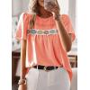 imageFalechay Womens Summer Tops Boho Crewneck Short Sleeve Shirts Floral Crochet Chiffon Blouses Flowy Casual Swiss Dot ClothingLight Orange