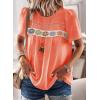 imageFalechay Womens Summer Tops Boho Crewneck Short Sleeve Shirts Floral Crochet Chiffon Blouses Flowy Casual Swiss Dot ClothingLight Orange