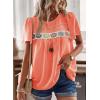 imageFalechay Womens Summer Tops Boho Crewneck Short Sleeve Shirts Floral Crochet Chiffon Blouses Flowy Casual Swiss Dot ClothingLight Orange