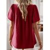 imageFalechay Womens Summer Tops Boho Crewneck Short Sleeve Shirts Floral Crochet Chiffon Blouses Flowy Casual Swiss Dot ClothingRed