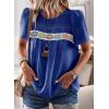 imageFalechay Womens Summer Tops Boho Crewneck Short Sleeve Shirts Floral Crochet Chiffon Blouses Flowy Casual Swiss Dot ClothingRoyal Blue