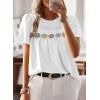 imageFalechay Womens Summer Tops Boho Crewneck Short Sleeve Shirts Floral Crochet Chiffon Blouses Flowy Casual Swiss Dot ClothingWhite