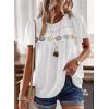 imageFalechay Womens Summer Tops Boho Crewneck Short Sleeve Shirts Floral Crochet Chiffon Blouses Flowy Casual Swiss Dot ClothingWhite