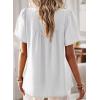 imageFalechay Womens Summer Tops Boho Crewneck Short Sleeve Shirts Floral Crochet Chiffon Blouses Flowy Casual Swiss Dot ClothingWhite