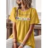 imageFalechay Womens Summer Tops Boho Crewneck Short Sleeve Shirts Floral Crochet Chiffon Blouses Flowy Casual Swiss Dot ClothingYellow