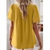 imageFalechay Womens Summer Tops Boho Crewneck Short Sleeve Shirts Floral Crochet Chiffon Blouses Flowy Casual Swiss Dot ClothingYellow