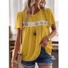 imageFalechay Womens Summer Tops Boho Crewneck Short Sleeve Shirts Floral Crochet Chiffon Blouses Flowy Casual Swiss Dot ClothingYellow