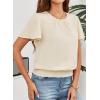 imageFalechay Womens Summer Tops Scoop Neck Ruffle Sleeve Shirts Cute Pleated Front Blouses Dressy Casual 2026Apricot