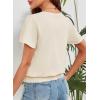 imageFalechay Womens Summer Tops Scoop Neck Ruffle Sleeve Shirts Cute Pleated Front Blouses Dressy Casual 2026Apricot
