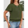 imageFalechay Womens Summer Tops Scoop Neck Ruffle Sleeve Shirts Cute Pleated Front Blouses Dressy Casual 2026Army Green