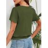 imageFalechay Womens Summer Tops Scoop Neck Ruffle Sleeve Shirts Cute Pleated Front Blouses Dressy Casual 2026Army Green