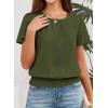 imageFalechay Womens Summer Tops Scoop Neck Ruffle Sleeve Shirts Cute Pleated Front Blouses Dressy Casual 2026Army Green