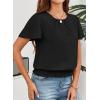 imageFalechay Womens Summer Tops Scoop Neck Ruffle Sleeve Shirts Cute Pleated Front Blouses Dressy Casual 2026Black