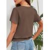 imageFalechay Womens Summer Tops Scoop Neck Ruffle Sleeve Shirts Cute Pleated Front Blouses Dressy Casual 2026Dark Coffee