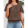 imageFalechay Womens Summer Tops Scoop Neck Ruffle Sleeve Shirts Cute Pleated Front Blouses Dressy Casual 2026Dark Coffee