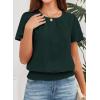 imageFalechay Womens Summer Tops Scoop Neck Ruffle Sleeve Shirts Cute Pleated Front Blouses Dressy Casual 2026Dark Ggreen