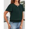 imageFalechay Womens Summer Tops Scoop Neck Ruffle Sleeve Shirts Cute Pleated Front Blouses Dressy Casual 2026Dark Ggreen