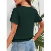 imageFalechay Womens Summer Tops Scoop Neck Ruffle Sleeve Shirts Cute Pleated Front Blouses Dressy Casual 2026Dark Ggreen