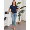 imageFalechay Womens Summer Tops Scoop Neck Ruffle Sleeve Shirts Cute Pleated Front Blouses Dressy Casual 2026Navy Blue