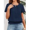 imageFalechay Womens Summer Tops Scoop Neck Ruffle Sleeve Shirts Cute Pleated Front Blouses Dressy Casual 2026Navy Blue