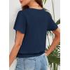 imageFalechay Womens Summer Tops Scoop Neck Ruffle Sleeve Shirts Cute Pleated Front Blouses Dressy Casual 2026Navy Blue