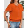 imageFalechay Womens Summer Tops Scoop Neck Ruffle Sleeve Shirts Cute Pleated Front Blouses Dressy Casual 2026Orange